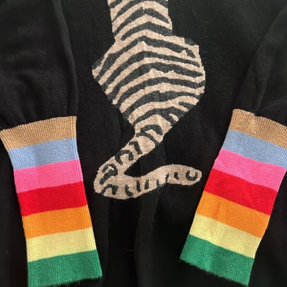 Orwell and Austen Cashmere Blend Rainbow Tiger Handcrafted Sweater XXL - Picture 5 of 12